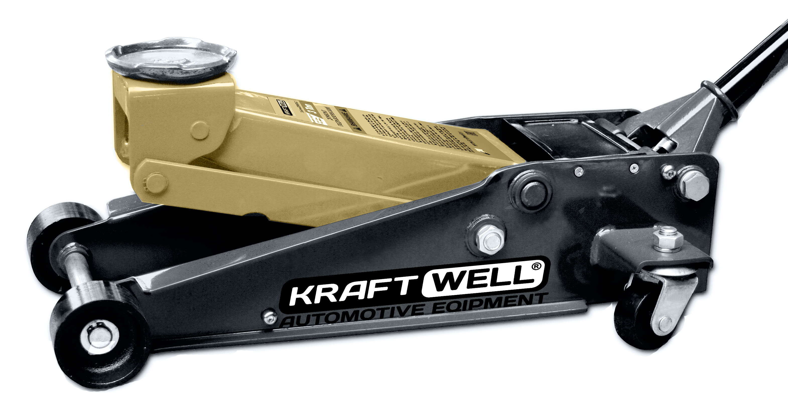 KraftWell KRWFJ3D_gold Домкрат подкатной гидравлический г\п 3000 кг.